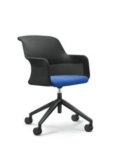 Contemporary visitor armchair / mesh / fabric...