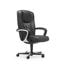 Contemporary office armchair / leather /...