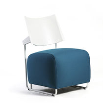 Contemporary fireside chair / leather /...