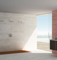 bathroom marble look porcelain stoneware tile TRAVERTINOS Ceracasa Ceramica