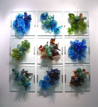 carved glass decorative wall panel GREEN TSUNAMI GLASSWORKS