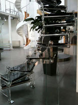 circular staircase with a lateral stringer (glass frame and steps) PLEXIGLASS EDILCO