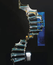 circular staircase with a lateral stringer (glass frame and steps) MOSAICO EDILCO