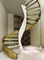 circular staircase with a lateral stringer (metal frame and glass steps) MAGNIFICA LINE EDILCO