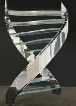 circular staircase with a lateral stringer (metal frame and glass steps) DNA LINE EDILCO