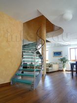 circular staircase with a lateral stringer (metal frame and glass steps) MODEL 200 Interbau