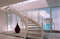 circular staircase with a lateral stringer (wooden frame and steps) POOL Crescent Stairs