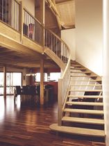 circular staircase with a lateral stringer (wooden frame and steps) ESCALIER COURBE ESCALIERS EBA