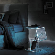 contemporary bed-side table with built-in lights LUMETTO H50 by Leonardi Marinelli TONELLI Design