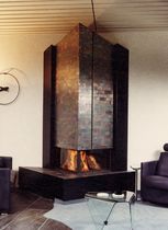 contemporary corner fireplace (wood-burning closed hearth) AR 007 BLOCH DESIGN