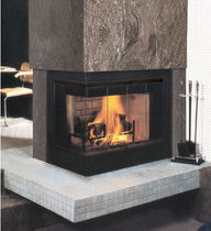 contemporary corner fireplace (wood-burning closed hearth) FMI: INGLENOOK ENTICER Fmi