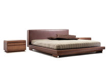 contemporary double bed with headboard upholstered in leather ICS by Roberto Lazzeroni CECCOTTI COLLEZIONI