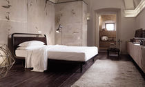 contemporary double bed with headboard upholstered in leather SONNO by Opera design Ycami