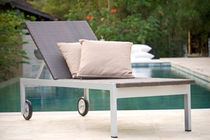 contemporary double garden sun lounger in resin wicker with casters  Outdoor Comforts