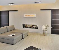 contemporary double-sided fireplace (gas open hearth)  Piros