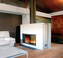 contemporary double-sided fireplace (wood-burning closed hearth , retractable door) 21 St&ucirc;v