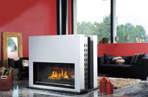 contemporary double sided wood-burning stove ARBOUSSOL CHEMINEES PHILIPPE
