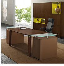 contemporary executive wooden and glass office desk P35 Steelcase France