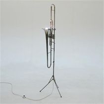 contemporary floor lamp in reclaimed material TROMBONE by David Graas DAVIS GRAAS