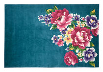 contemporary floral patterned rug in New Zealand wool BLUE by Michael Lin nanimarquina