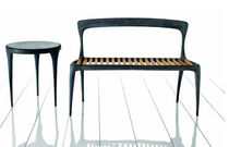 contemporary garden bench (with backrest) FLOW Henry Hall Designs
