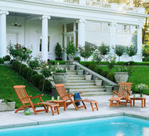 contemporary garden sun lounger (teak)  Outdoor Comforts
