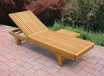 contemporary garden sun lounger with casters (teak)  Outdoor Comforts
