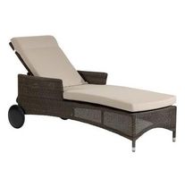 contemporary garden sun lounger in resin wicker with casters (adjustable backrest) 860P KOK MAISON