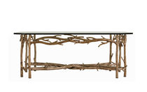 contemporary glass and solid wood table CROSSROADS HENREDON