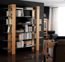 contemporary glass and wooden shelf SQUADRA Lasserre