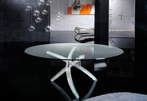 contemporary glass round table FILI D'ERBA by Tulczinsky reflex Angelo