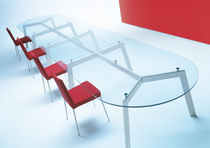 contemporary glass round table LINK by Hannes Wettstein DESALTO spa