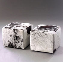 contemporary leather pouf CUBE N'GUNI Lodge Collection