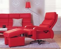 contemporary leather recliner armchair with footstool BERGAMASCA Kler