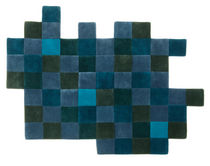 contemporary motif rug in New Zealand wool (handmade) DO-LO-REZ 2 BLUES by Ron Arad nanimarquina