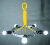 contemporary pendant lamp in reclaimed material STRAIGHT LAMP 5 Wheels-on-Fire