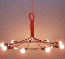 contemporary pendant lamp in reclaimed material STRAIGHT  LAMP 9 Wheels-on-Fire