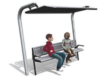 contemporary public bench in metal with shelter RP872 Record RSS