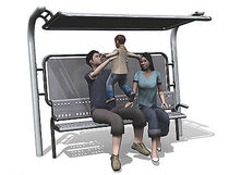 contemporary public bench in metal with shelter RP873 Record RSS