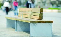 contemporary public bench in wood and concrete (with backrest) TEMPO Divers cit&eacute;