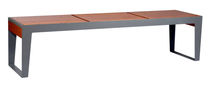 contemporary public bench in wood and metal MOSHI FLAT AUBRILAM