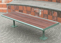 contemporary public bench in wood and metal MONBULK DOUBLE Draffin