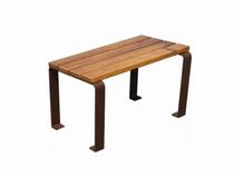 contemporary public bench in wood and metal ECN2 - SINGLE 1A CORTEN Grupo Amop Synergies