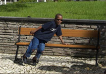 contemporary public bench in wood and metal (with backrest) ALIZ&Eacute;A  GHM