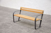 contemporary public bench in wood and metal (with backrest) La Tonda Miramondo