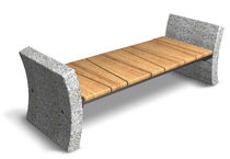contemporary public bench in wood and stone S2 FLOURISH Future City