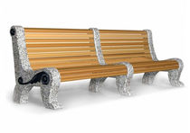 contemporary public bench in wood and stone (with backrest) D19 HERITAGE Future City