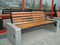 contemporary public bench in wood and stone (with backrest) D2 CITY Future City