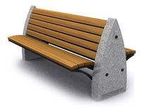 contemporary public bench in wood and stone (with backrest) D20 GOTHIC Future City