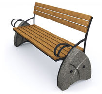 contemporary public bench in wood and stone (with backrest) D21 GOTHIC Future City